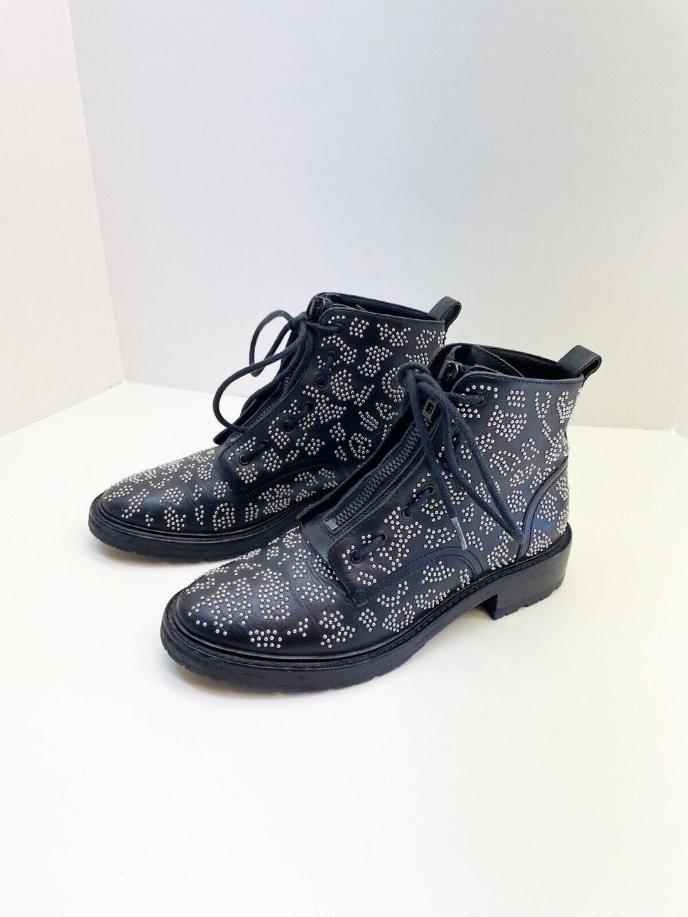 Rag & Bone Cannon Zip-Up Embellished Leather Combat Boots 38